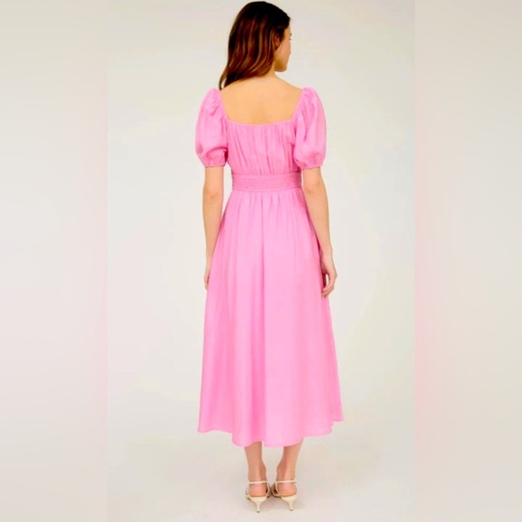 Blu pepper Pink Front Bow Sweetheart Neckline Midi Dress size L NWT - Picture 14 of 15